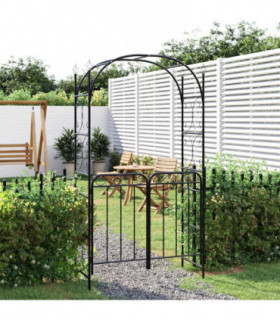 vidaXL Garden Arch with Gate Black 108x45x235 cm Steel