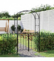 vidaXL Garden Arch with Gate Black 108x45x235 cm Steel