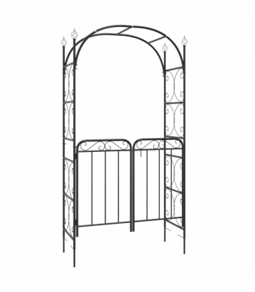 vidaXL Garden Arch with Gate Black 108x45x235 cm Steel