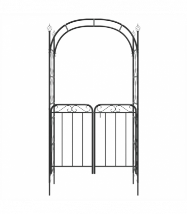vidaXL Garden Arch with Gate Black 108x45x235 cm Steel