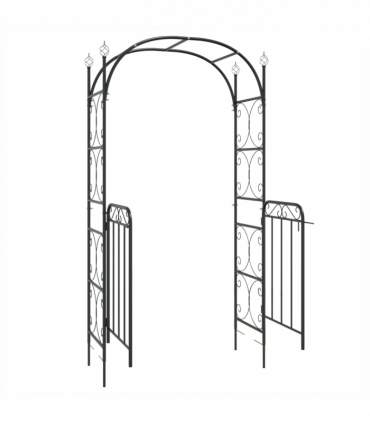 vidaXL Garden Arch with Gate Black 108x45x235 cm Steel