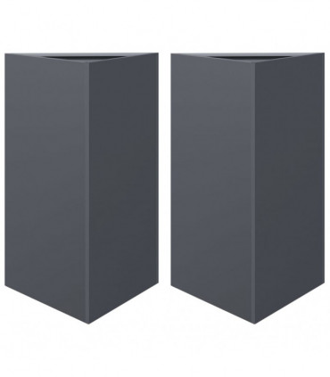 vidaXL Garden Planters 2 pcs Anthracite Triangular 50x43x75 cm Steel