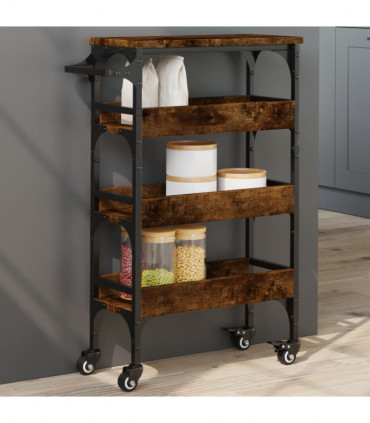 vidaXL Kitchen Trolley Smoked Oak 53x20x76 cm Engineered Wood