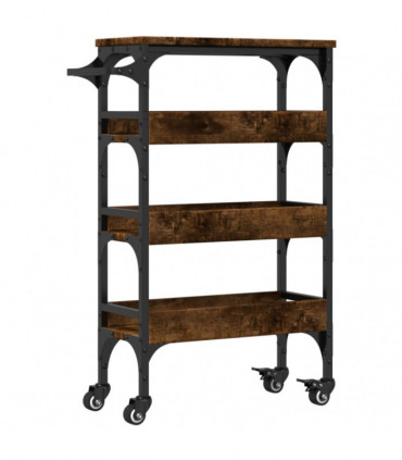 vidaXL Kitchen Trolley Smoked Oak 53x20x76 cm Engineered Wood