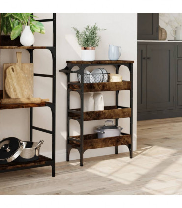 vidaXL Kitchen Trolley Smoked Oak 53x20x76 cm Engineered Wood
