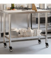 vidaXL Kitchen Work Table with Wheels 110x55x85 cm Stainless Steel