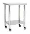 vidaXL Kitchen Work Table with Wheels 80x45x85 cm Stainless Steel