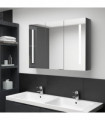 vidaXL LED Bathroom Mirror Cabinet 89x14x62 cm Shining Grey
