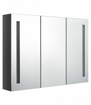 vidaXL LED Bathroom Mirror Cabinet 89x14x62 cm Shining Grey