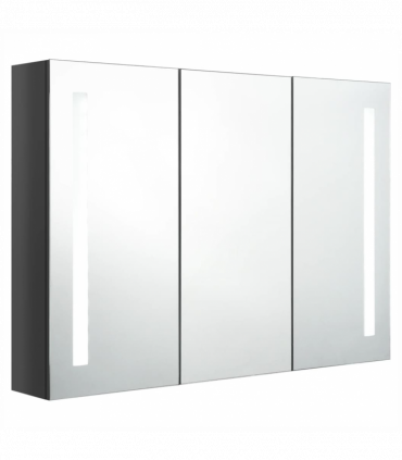 vidaXL LED Bathroom Mirror Cabinet 89x14x62 cm Shining Grey