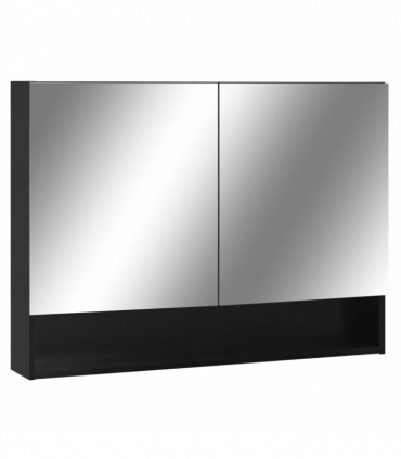 vidaXL LED Bathroom Mirror Cabinet Black 80x15x60 cm MDF