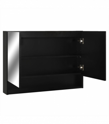 vidaXL LED Bathroom Mirror Cabinet Black 80x15x60 cm MDF