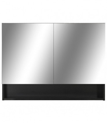 vidaXL LED Bathroom Mirror Cabinet Black 80x15x60 cm MDF
