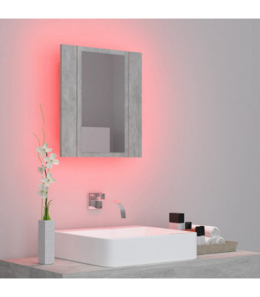 vidaXL LED Bathroom Mirror Cabinet Concrete Grey 40x12x45 cm Acrylic