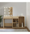 vidaXL LED Dressing Table with Cabinet Sonoma Oak Engineered Wood