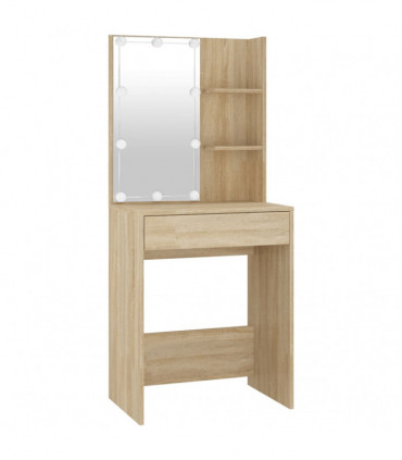 vidaXL LED Dressing Table with Cabinet Sonoma Oak Engineered Wood