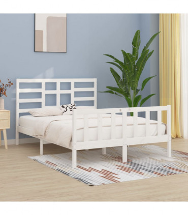 Bed Frame White Solid Wood Pine 140x200 cm