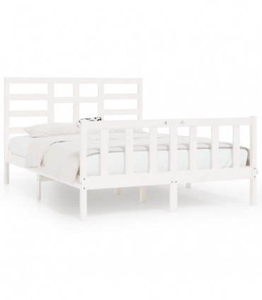 Bed Frame White Solid Wood Pine 140x200 cm