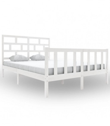Bed Frame White Solid Wood Pine 160x200 cm