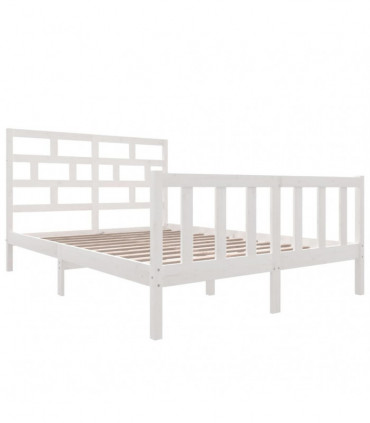 Bed Frame White Solid Wood Pine 160x200 cm