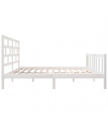 Bed Frame White Solid Wood Pine 160x200 cm