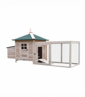 Chicken Coop Small Animal Pet Cage w/ Nesting Box Outdoor Run Backyard Wooden