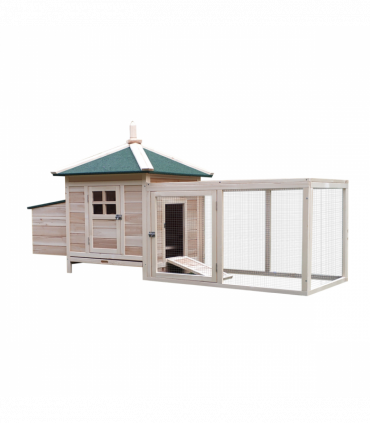 Chicken Coop Small Animal Pet Cage w/ Nesting Box Outdoor Run Backyard Wooden