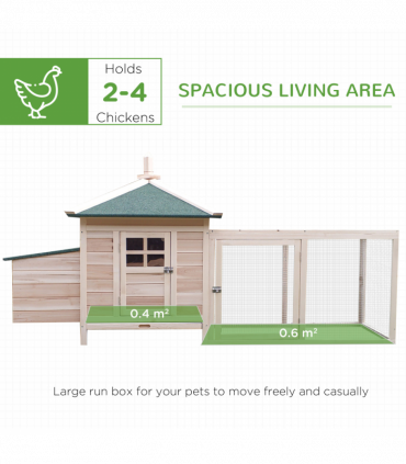 Chicken Coop Small Animal Pet Cage w/ Nesting Box Outdoor Run Backyard Wooden