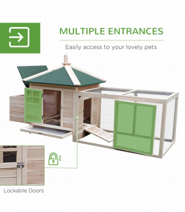Chicken Coop Small Animal Pet Cage w/ Nesting Box Outdoor Run Backyard Wooden