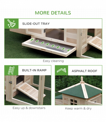 Chicken Coop Small Animal Pet Cage w/ Nesting Box Outdoor Run Backyard Wooden