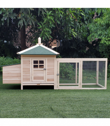 Chicken Coop Small Animal Pet Cage w/ Nesting Box Outdoor Run Backyard Wooden