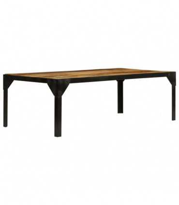 Coffee Table Solid Rough Mango Wood and Steel 110 cm