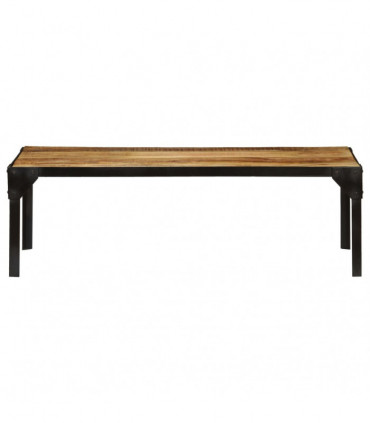Coffee Table Solid Rough Mango Wood and Steel 110 cm