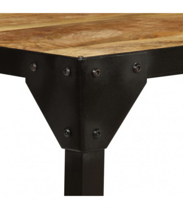 Coffee Table Solid Rough Mango Wood and Steel 110 cm