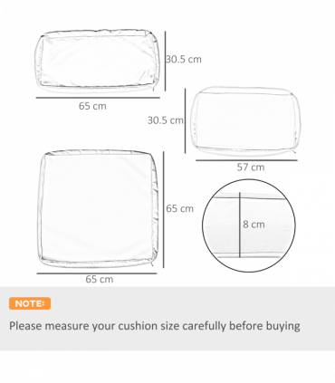 Polyester Grey 65cm x 65cm x 8cm Cushion Covers Pack of 14 Seat Large Small