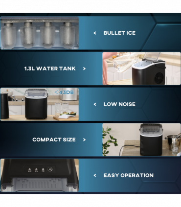 Ice Maker w/ Ice Scoop Basket 12Kg in 24 Hrs 9 Cubes Ready in 6-12Mins