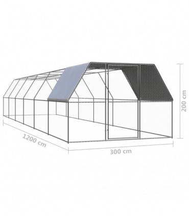 Outdoor Chicken Cage 3x12x2 m Galvanised Steel