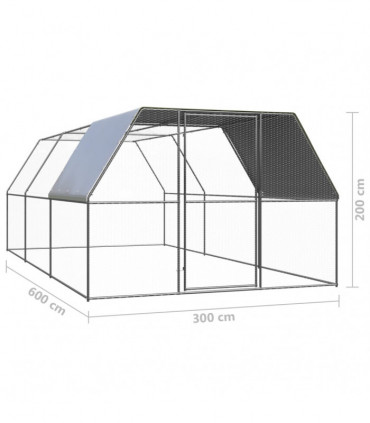 Outdoor Chicken Cage 3x6x2 m Galvanised Steel