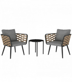 Outsunny 3 Pieces Rattan Bistro Set, Wicker Garden Furniture Set w/ Cushions