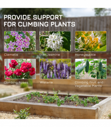 Outsunny Set of 2 Metal Trellis for Climbing Plants, Arrow Design