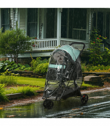 PawHut Dog Stroller for XS Dogs, S Dogs, Cats with Rain Cover - Green