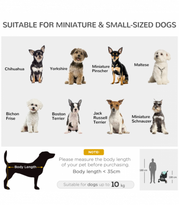 PawHut Dog Stroller for XS Dogs, S Dogs, Cats with Rain Cover - Green