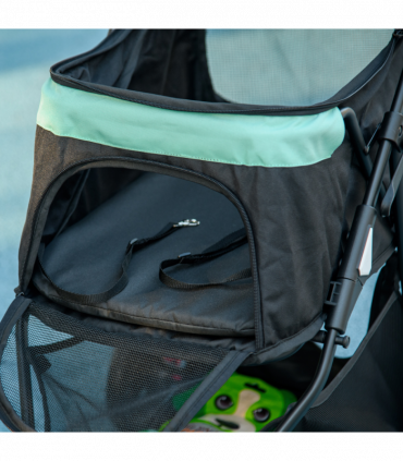 PawHut Dog Stroller for XS Dogs, S Dogs, Cats with Rain Cover - Green