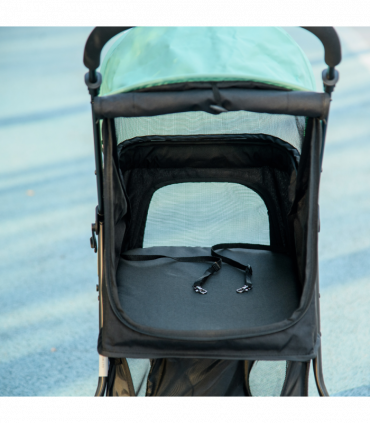 PawHut Dog Stroller for XS Dogs, S Dogs, Cats with Rain Cover - Green