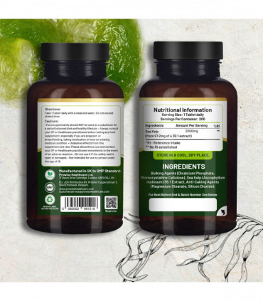 Sea Kelp 2000mg 200 Vegan Tablets | Natural Source of Iodine | Premium Ingredients | Proudly made in the UK by Prowise