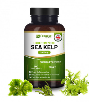 Sea Kelp 2000mg 200 Vegan Tablets | Natural Source of Iodine | Premium Ingredients | Proudly made in the UK by Prowise