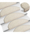 Self-adhesive Stair Mats Sisal-Look 15 pcs 65x25 cm Beige