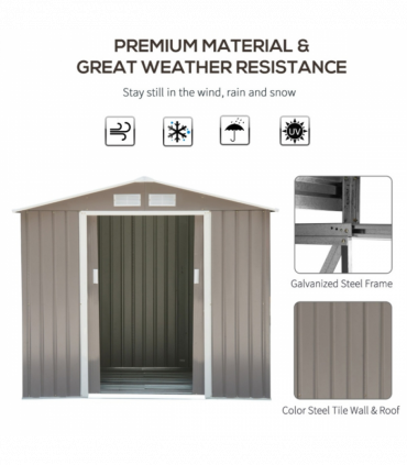Steel Storage Shed Garden Tool house 7' x 4'  White-AS ( Amazon Shipping)（Prohibited by WalMart）