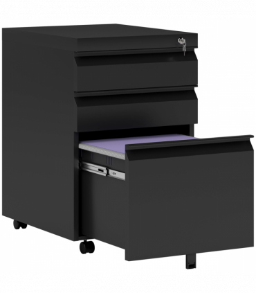 Vinsetto 3 Drawer Vertical File Cabinet Lockable Metal Filling Cabinet Black