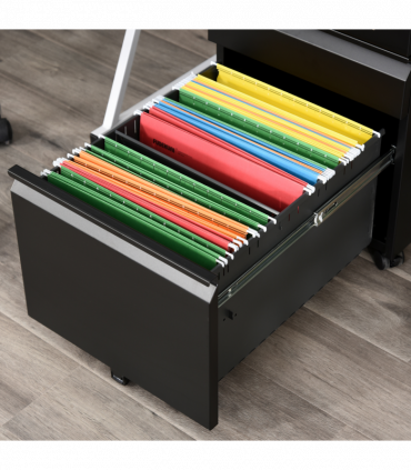 Vinsetto 3 Drawer Vertical File Cabinet Lockable Metal Filling Cabinet Black